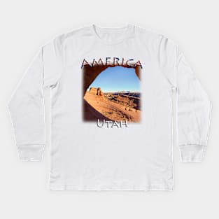 America - Utah - Delicate Arch through a window Kids Long Sleeve T-Shirt